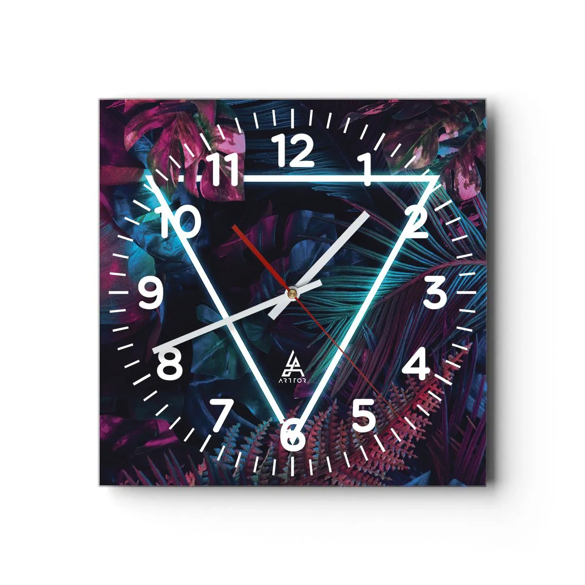 Wanduhr - Glasuhr - Garten im Disco-Stil - 40x40 cm
