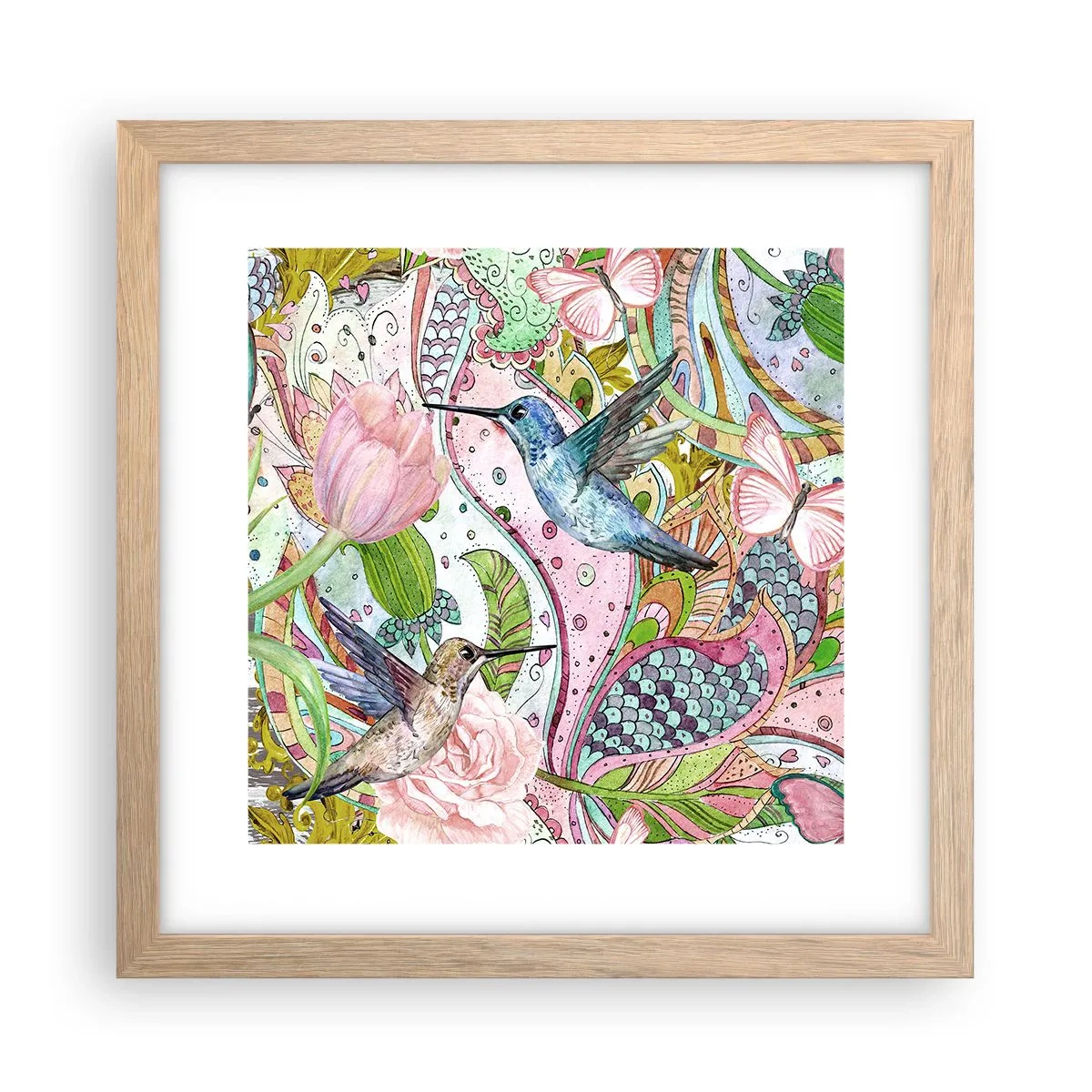 Poster in einem Rahmen aus heller Eiche - Verstrickt in Weinreben - 30x30 cm