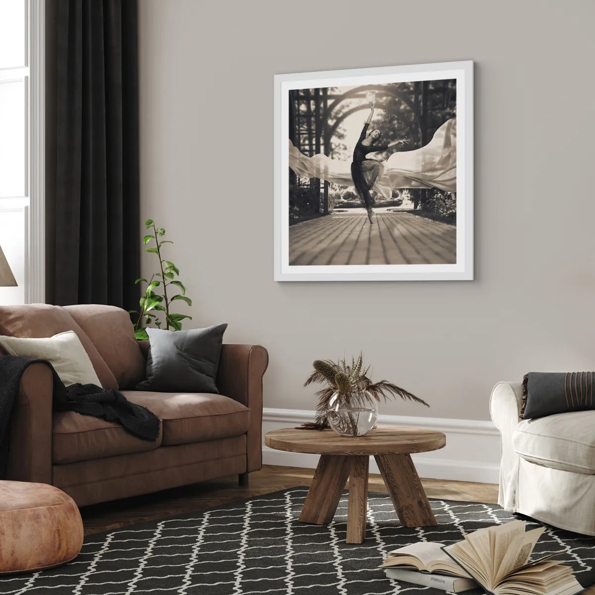 Poster in einem weißen Rahmen - Der Tanz des Gartengeistes - 40x40 cm