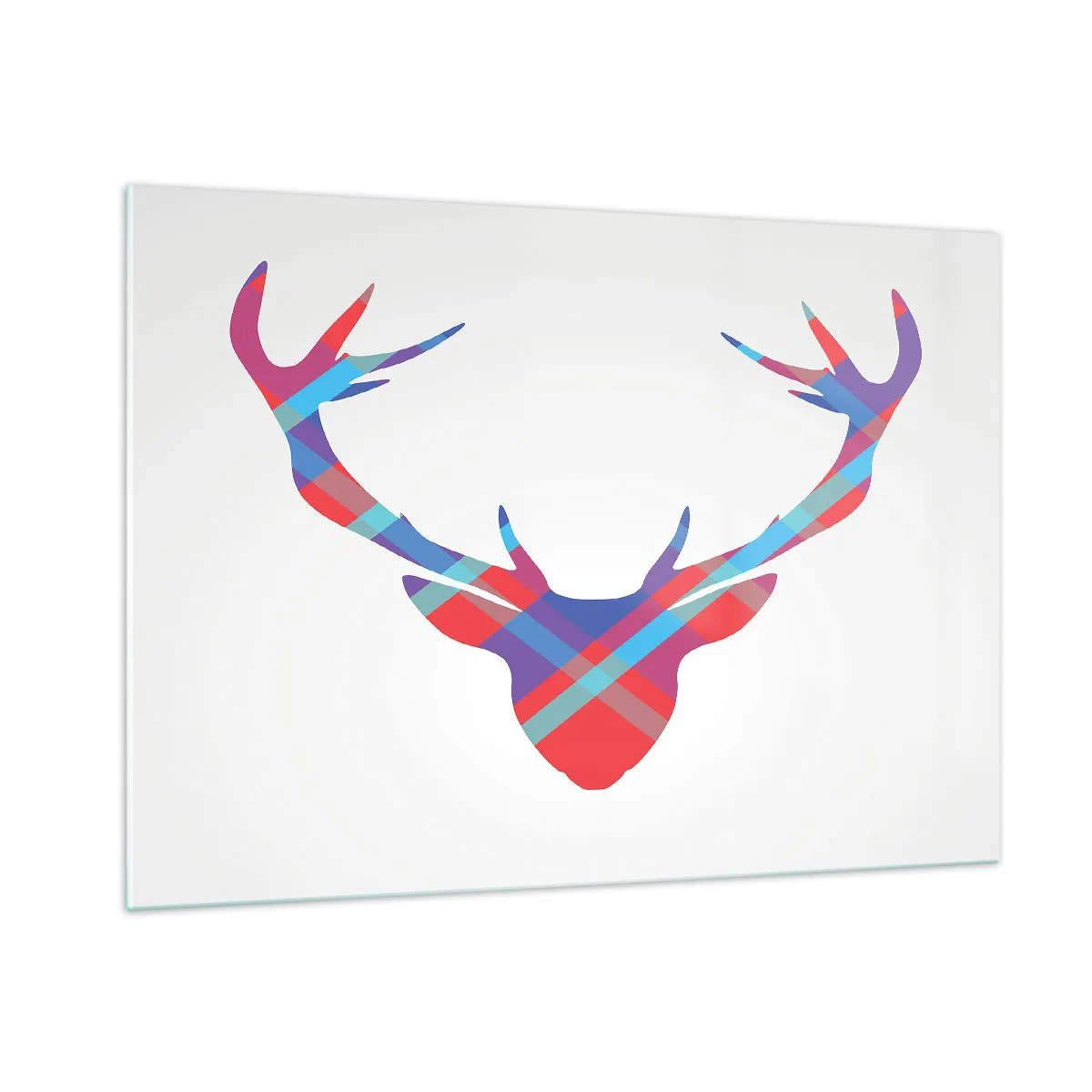 Glasbild - Bild auf glas - Geometrisches Bild eines Hirsches in Pastellfarben - 100x70cm - Schottischer Hirsch - Moderne Wanddekoration für Wohnzimmer und Schlafzimmer ARTTOR