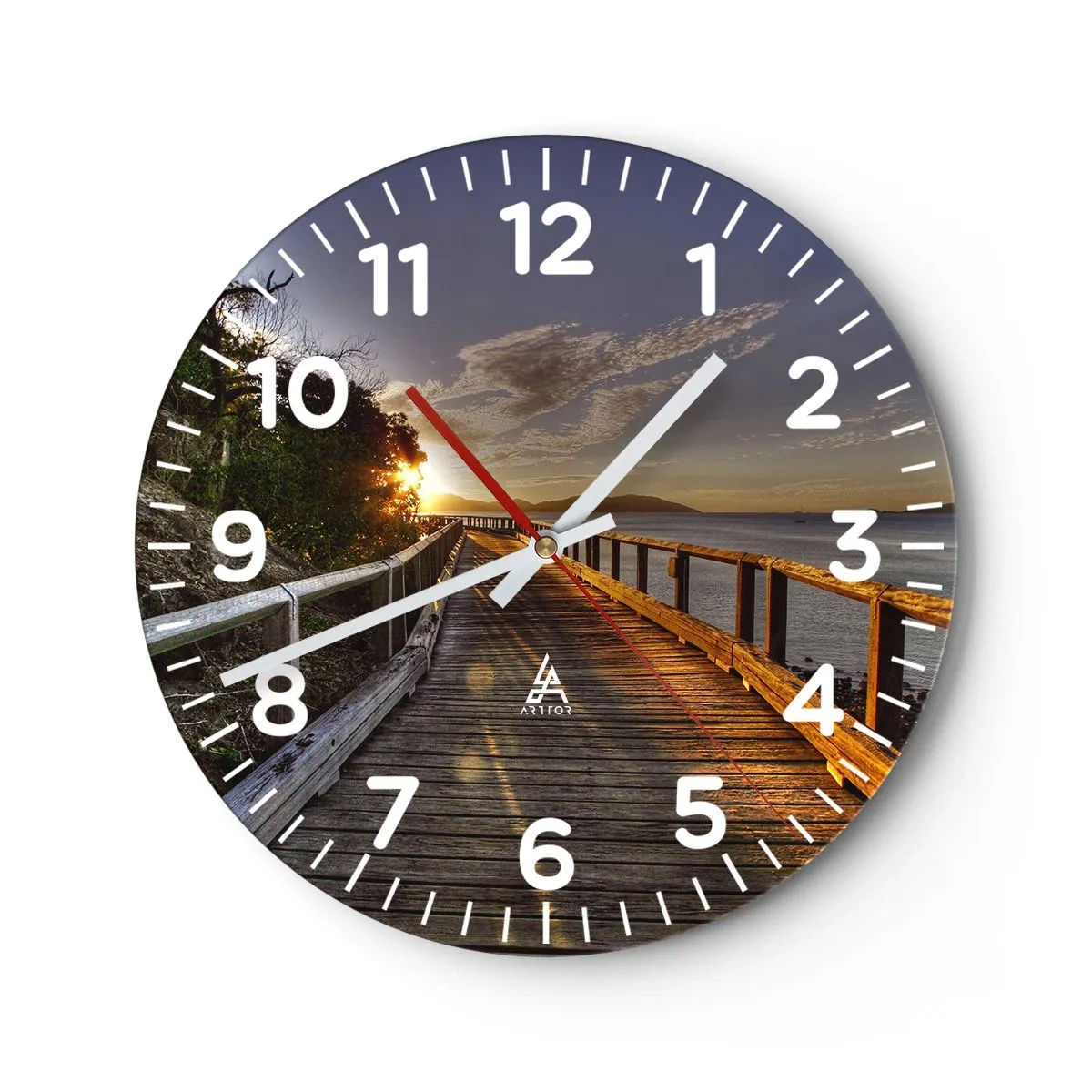 Wanduhr - Glasuhr - Gehen, weiter der Sonne entgegengehen - 40x40 cm