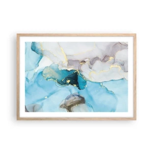 Poster in einem Rahmen aus heller Eiche - Eine Studie über das Zusammentreffen von Grau und Türkis - 70x50 cm
