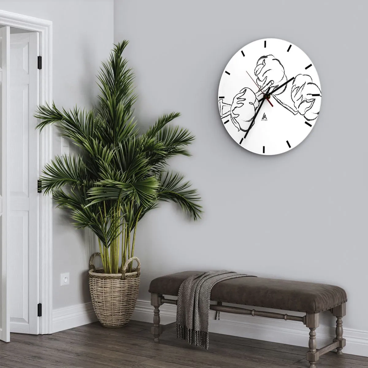 Wanduhr - Glasuhr - Baumwolldaunen - 40x40 cm