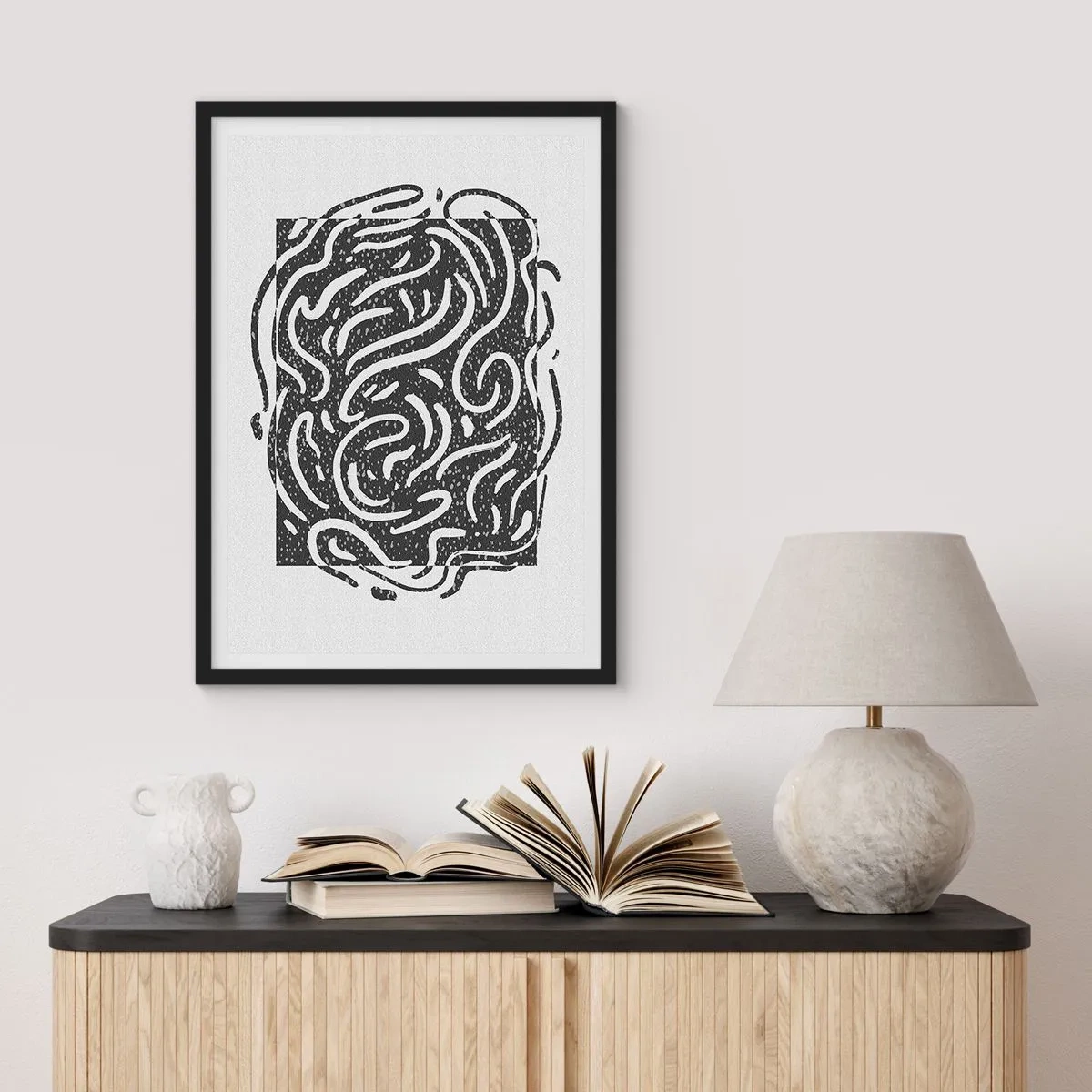 Poster in einem schwarzem Rahmen - Abstraktion: Freudentanz - 70x100 cm