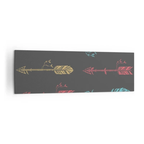 Bild auf Leinwand - Leinwandbild - Stilisiertes Pfeilmuster in Pastellfarben auf dunklem Hintergrund - 160x50cm - In der Verordnung - Moderne Wanddekoration für Wohnzimmer und Schlafzimmer ARTTOR