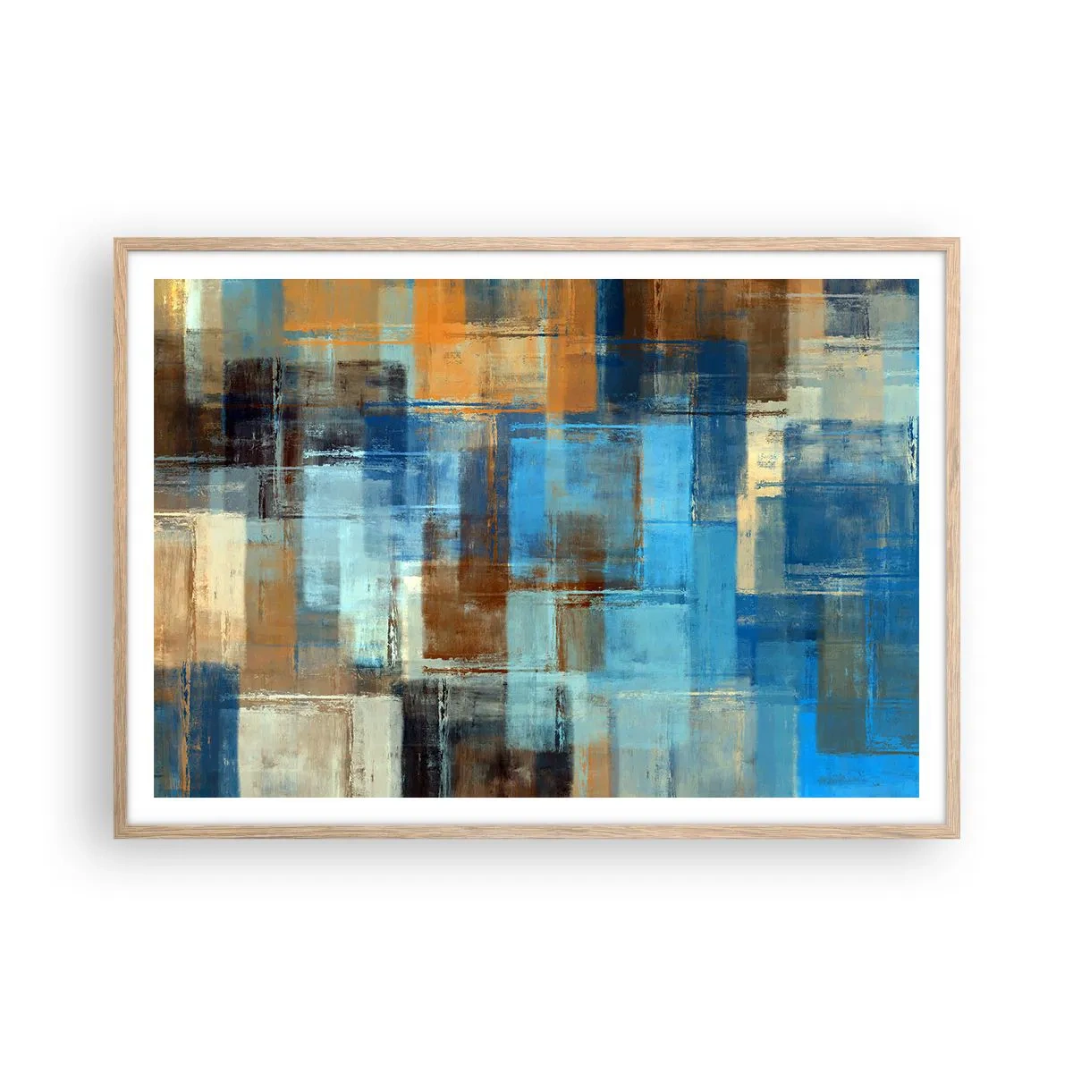 Poster in einem Rahmen aus heller Eiche - Durch den blauen Schleier - 100x70 cm