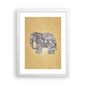 Poster in einem weißen Rahmen - Elefant verhüllte sich - 30x40 cm
