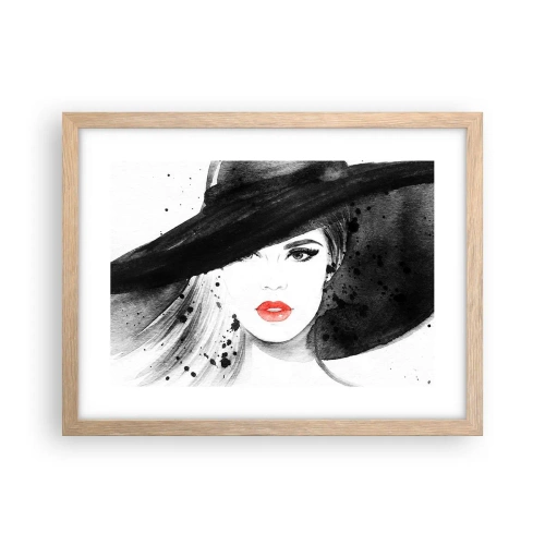 Poster in einem Rahmen aus heller Eiche - Frau in schwarz - 40x30 cm