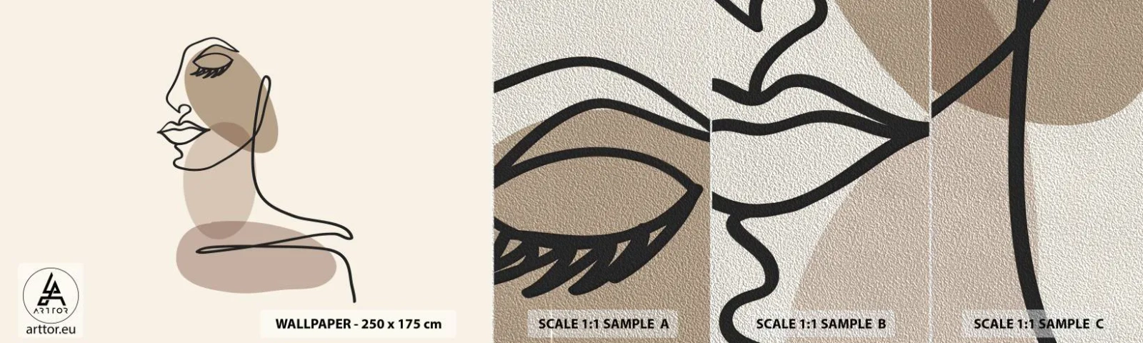 Fototapeten Muster Premium Sand - Sich selbst zugehört - Abstraktion, Das Gesicht einer Frau, Grafik - 100x30 cm