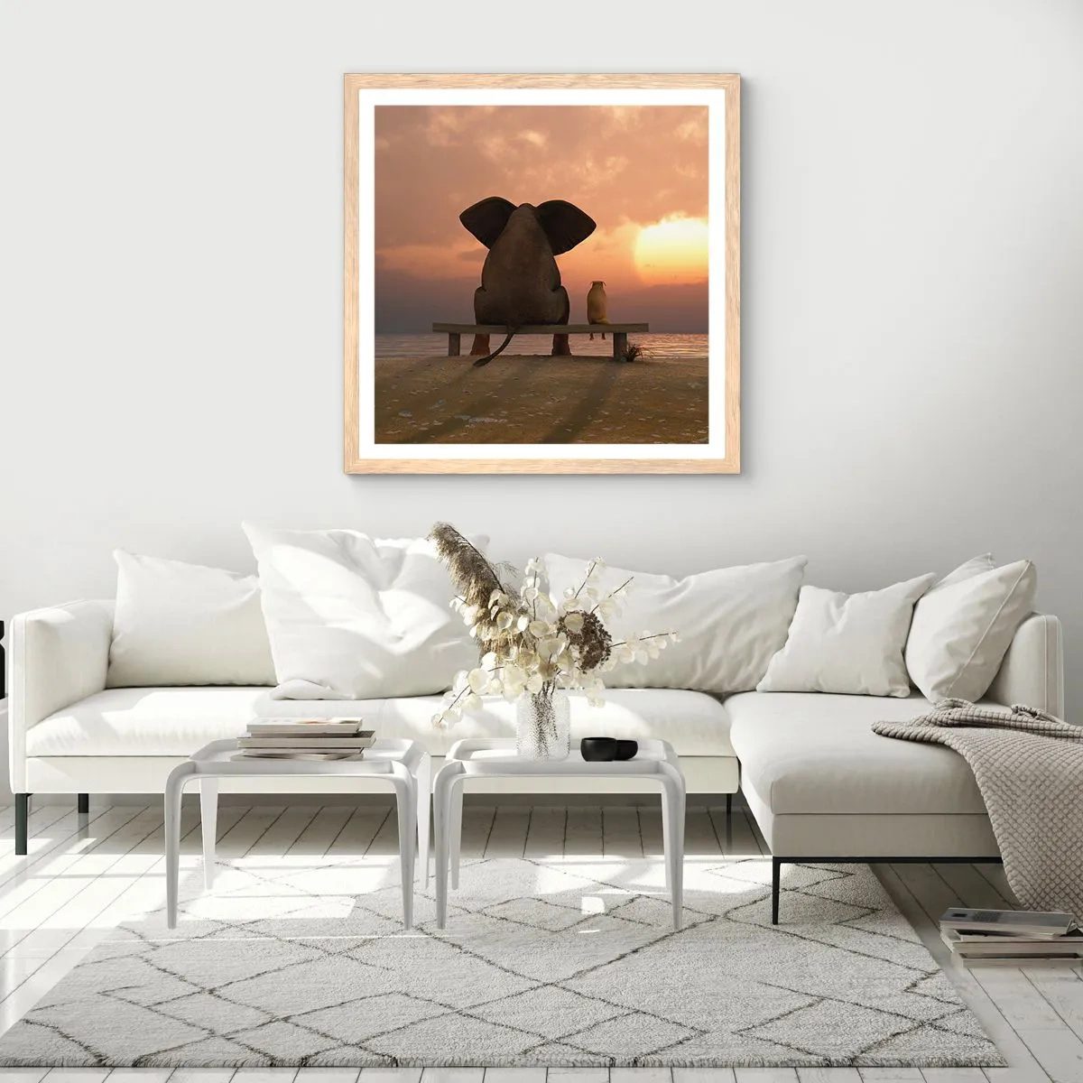 Poster in einem Rahmen aus heller Eiche - Es tut gut zusammen zu schweigen - 60x60 cm