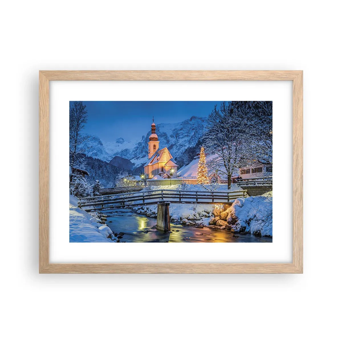 Poster in einem Rahmen aus heller Eiche - Weihnachtsgeist - 40x30 cm