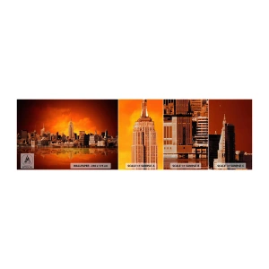 Fototapeten Muster Selbstklebend Deluxe Sticker - Das Großstadtpanorama in Gelb und Bronze - New York, Die Architektur, Stadt - 100x30 cm