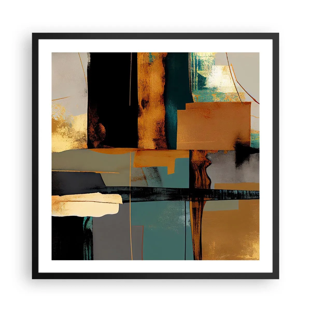 Poster in einem schwarzem Rahmen - Abstraktion – Licht und Schatten - 60x60 cm