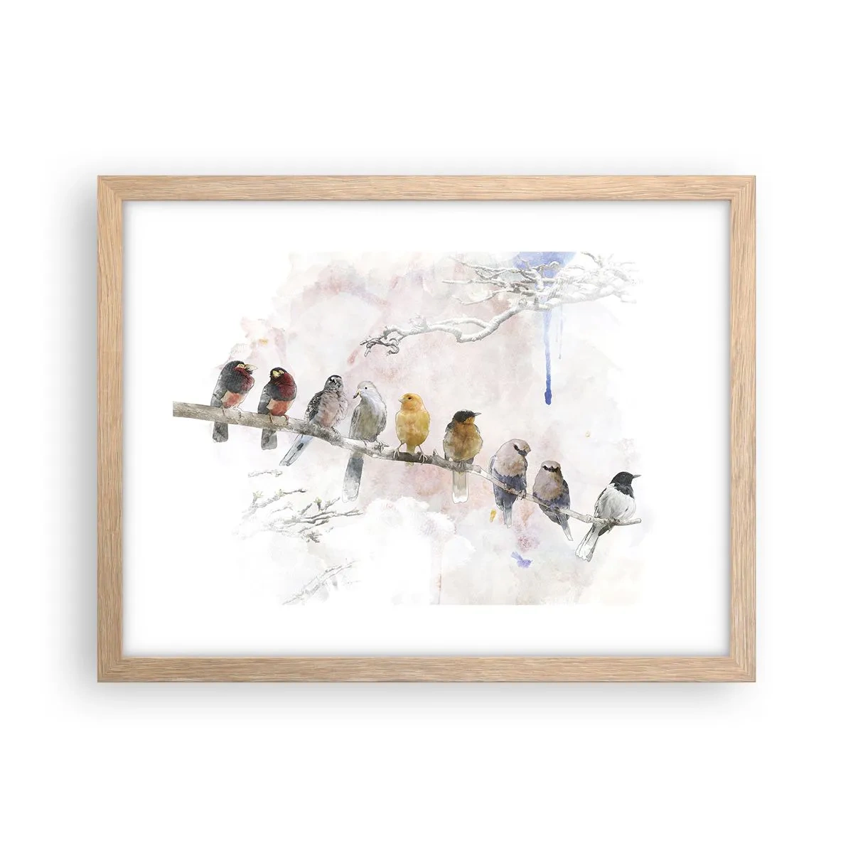 Poster in einem Rahmen aus heller Eiche - Geflügeltes Treffen - 40x30 cm
