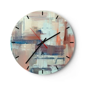 Wanduhr - Glasuhr - Eine abstrakte Komposition aus Pinselstrichen in Pastellfarben. - 30x30cm - Zum Licht kommen - Moderne Wanddekoration für Wohnzimmer, Küche und Schlafzimmer ARTTOR