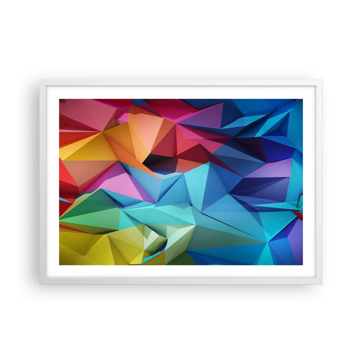 Poster in einem weißen Rahmen - Regenbogen-Origami - 70x50 cm