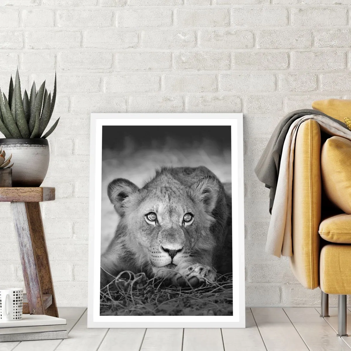 Poster in einem weißen Rahmen - Königlicher Welpe - 50x70 cm