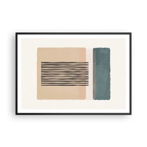 Poster in einem schwarzem Rahmen - Minimalistische geometrische Formen in Beige- und Grüntönen - 100x70cm - Alles ist in Ordnung - Moderne Wanddekoration für Wohnzimmer und Schlafzimmer ARTTOR