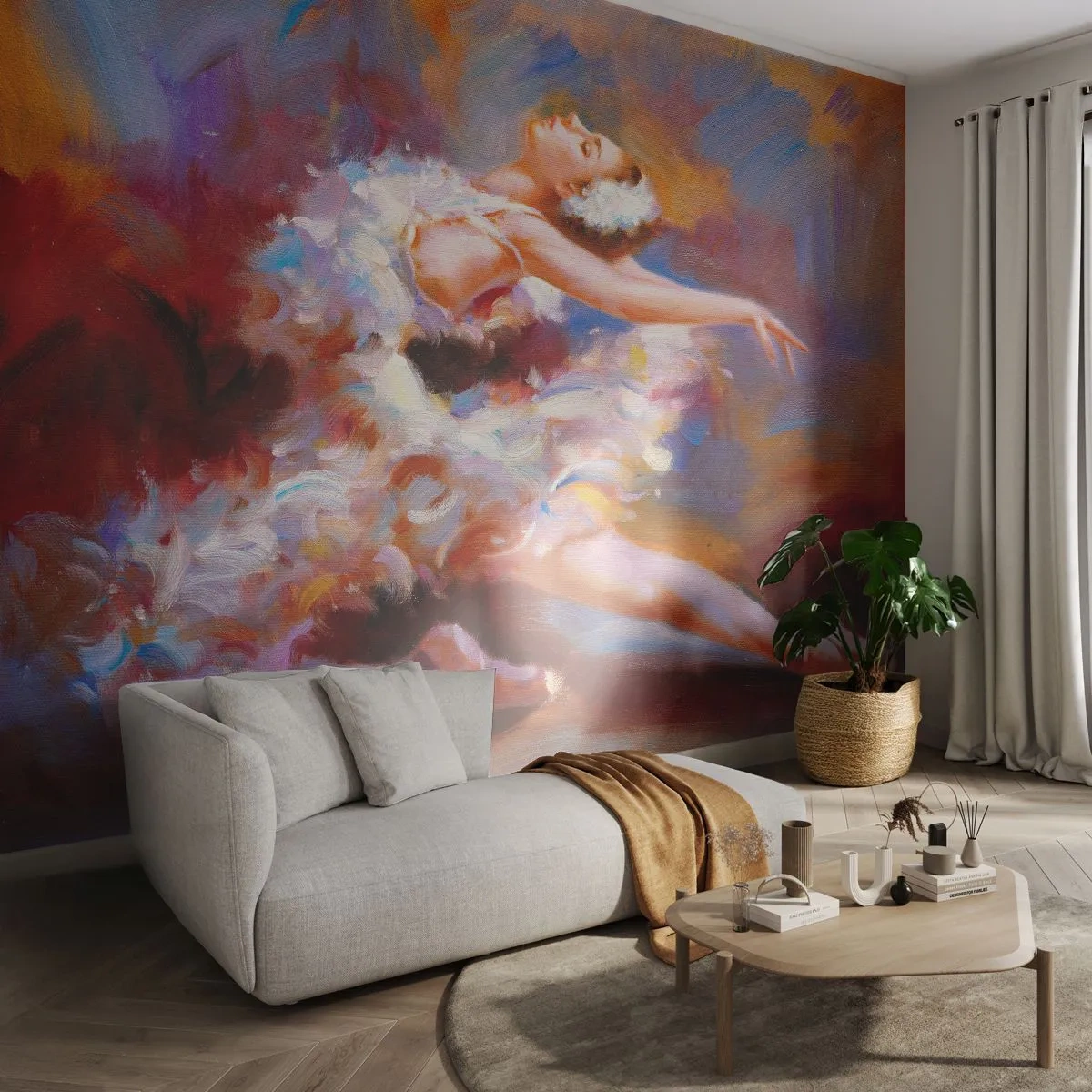 Fototapete Premium Sand - Schwan Gnade - Ballett, Ballerina, Tänzer - 250x175 cm