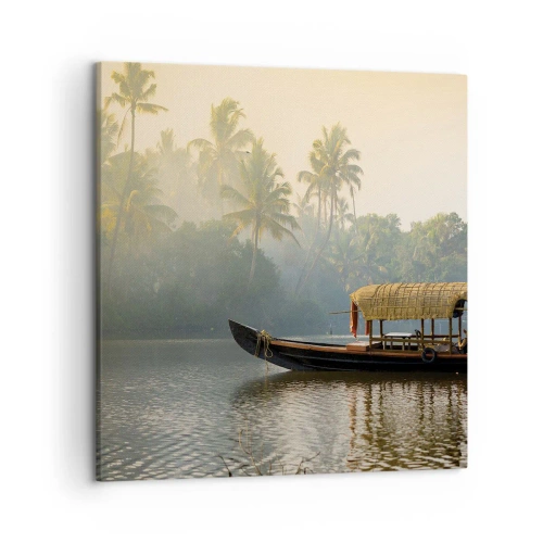 Bild auf Leinwand - Leinwandbild - Haus am Fluss - 50x50 cm