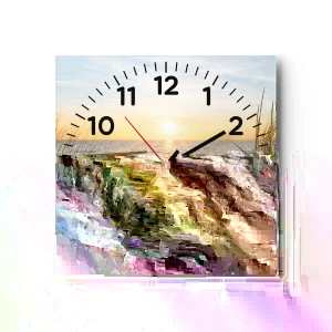 Wanduhr - Glasuhr - Das Rauschen des Meeres, der Gesang der Vögel, ein wilder Strand im Gras ... - 40x40 cm