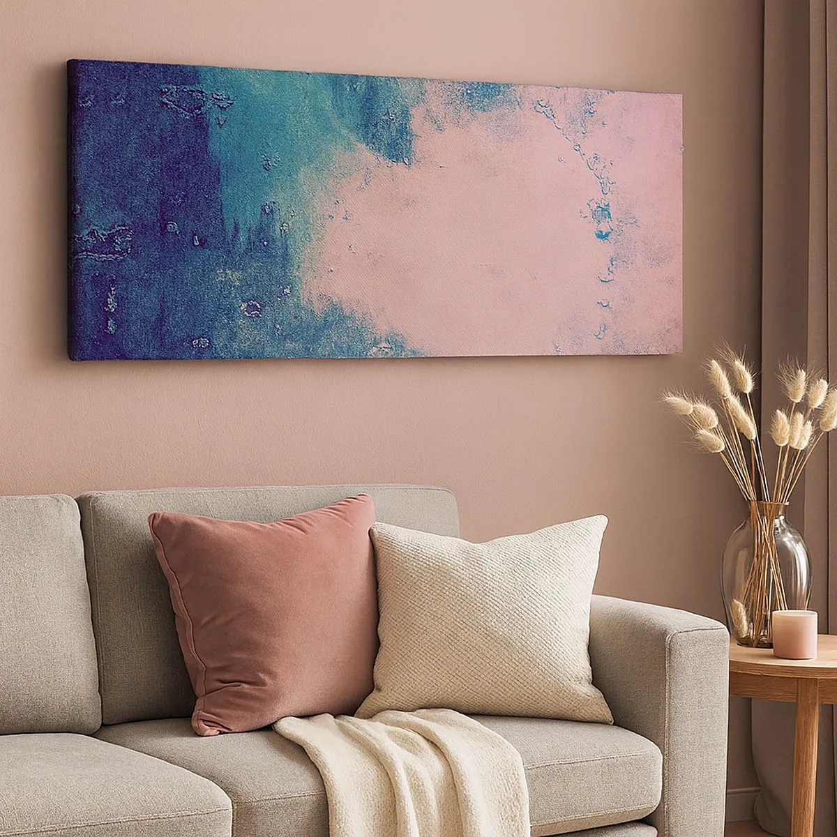 Bild auf Leinwand - Leinwandbild - Himmelsblaue Umarmungen - 100x40 cm