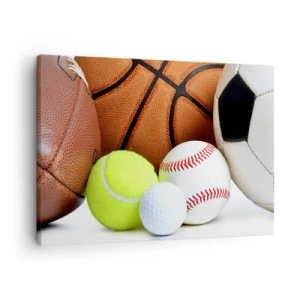 Bild auf Leinwand - Leinwandbild - Bälle verschiedener Sportarten - 70x50cm - Fußball verbindet uns! - Moderne Wanddekoration für Wohnzimmer und Schlafzimmer ARTTOR