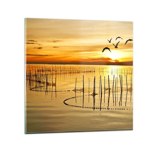 Glasbild - Bild auf glas - In der Fischerei - 70x70 cm