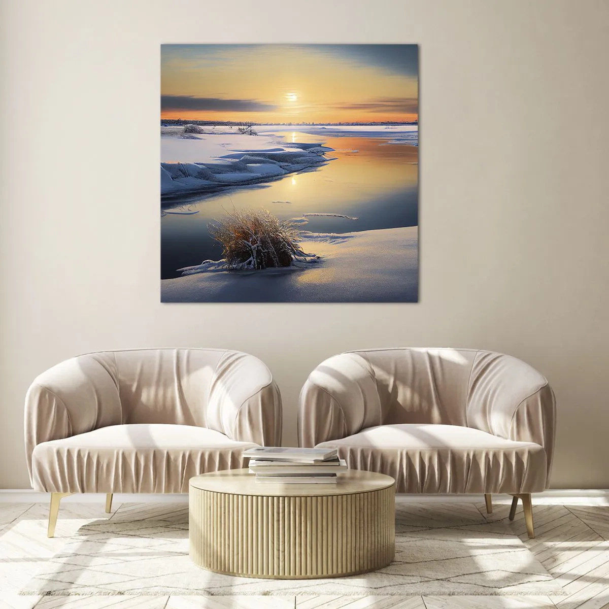 Glasbild - Bild auf glas - Wintersonnenuntergang - 60x60 cm