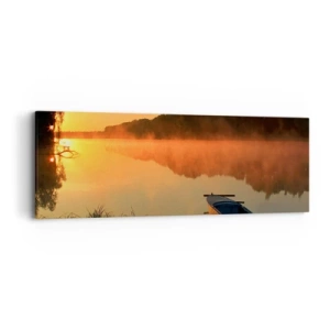 Bild auf Leinwand - Leinwandbild - Sonnenaufgang über dem Wasser wie ein Spiegel - 90x30 cm