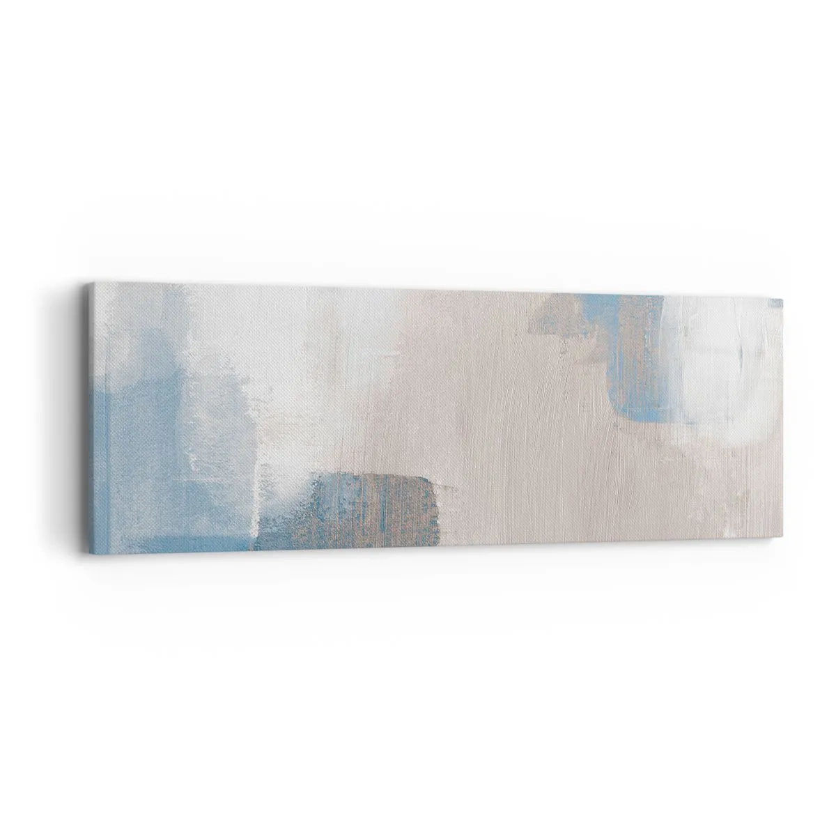 Bild auf Leinwand - Leinwandbild - Rosa Abstraktion hinter einem blauen Vorhang - 90x30 cm