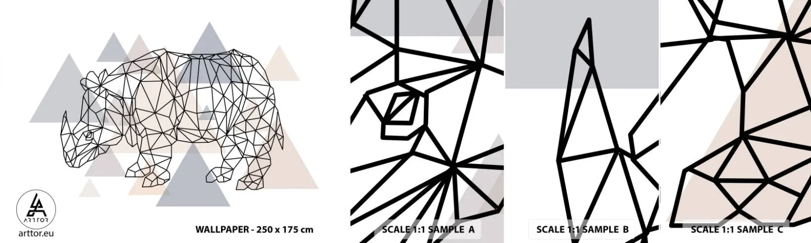 Fototapeten Muster Selbstklebend Deluxe Sticker - Struktur der Stärke - Abstraktion, Grafik, Nashorn - 100x30 cm