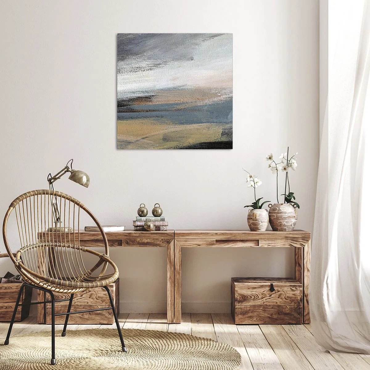 Bild auf Leinwand - Leinwandbild - Abstraktion: nördliche Landschaft - 60x60 cm