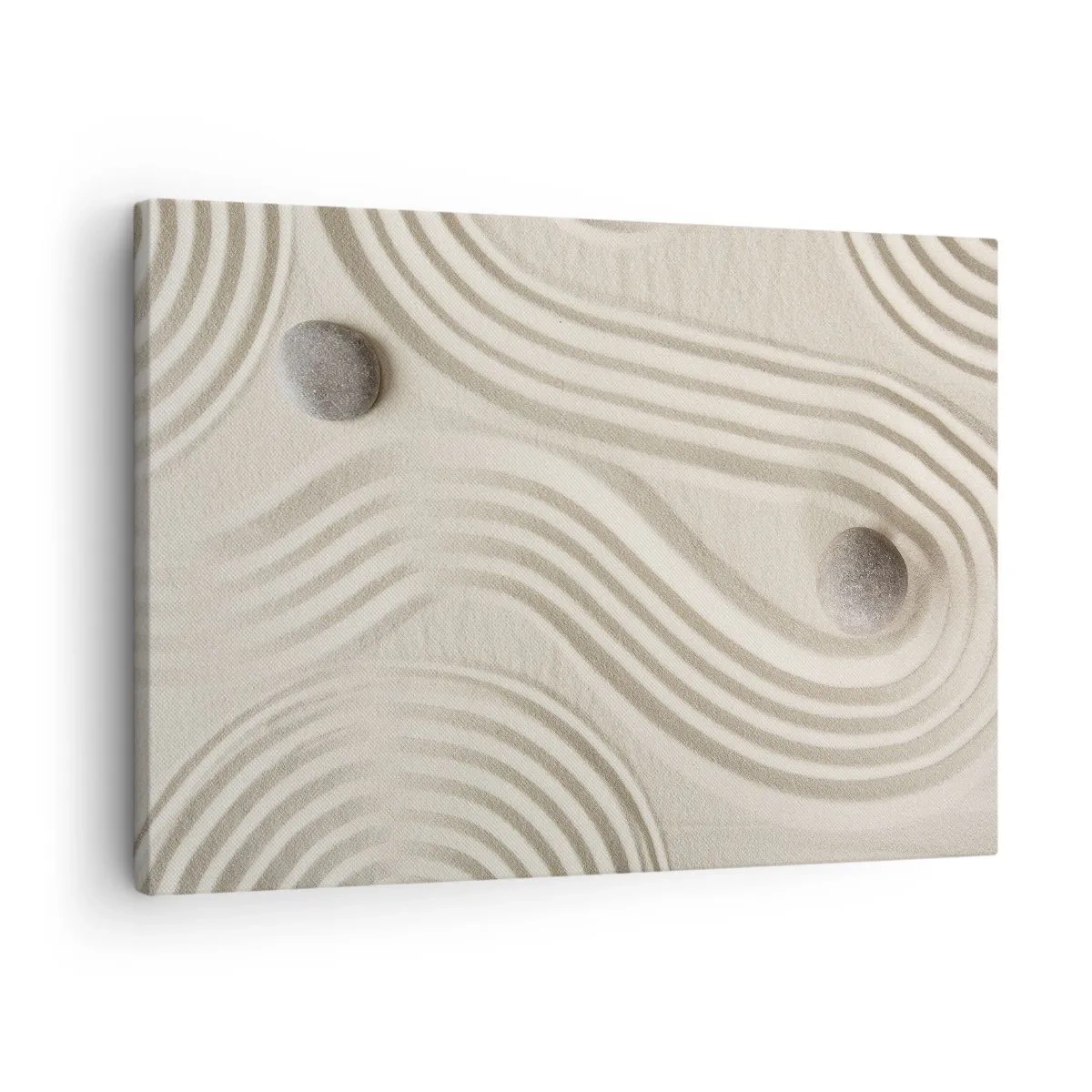 Bild auf Leinwand - Leinwandbild - Minimalistisches Zen-Design mit Sand und Steinen - 70x50cm - Ein Hauch von Wärme - Moderne Wanddekoration für Wohnzimmer und Schlafzimmer ARTTOR