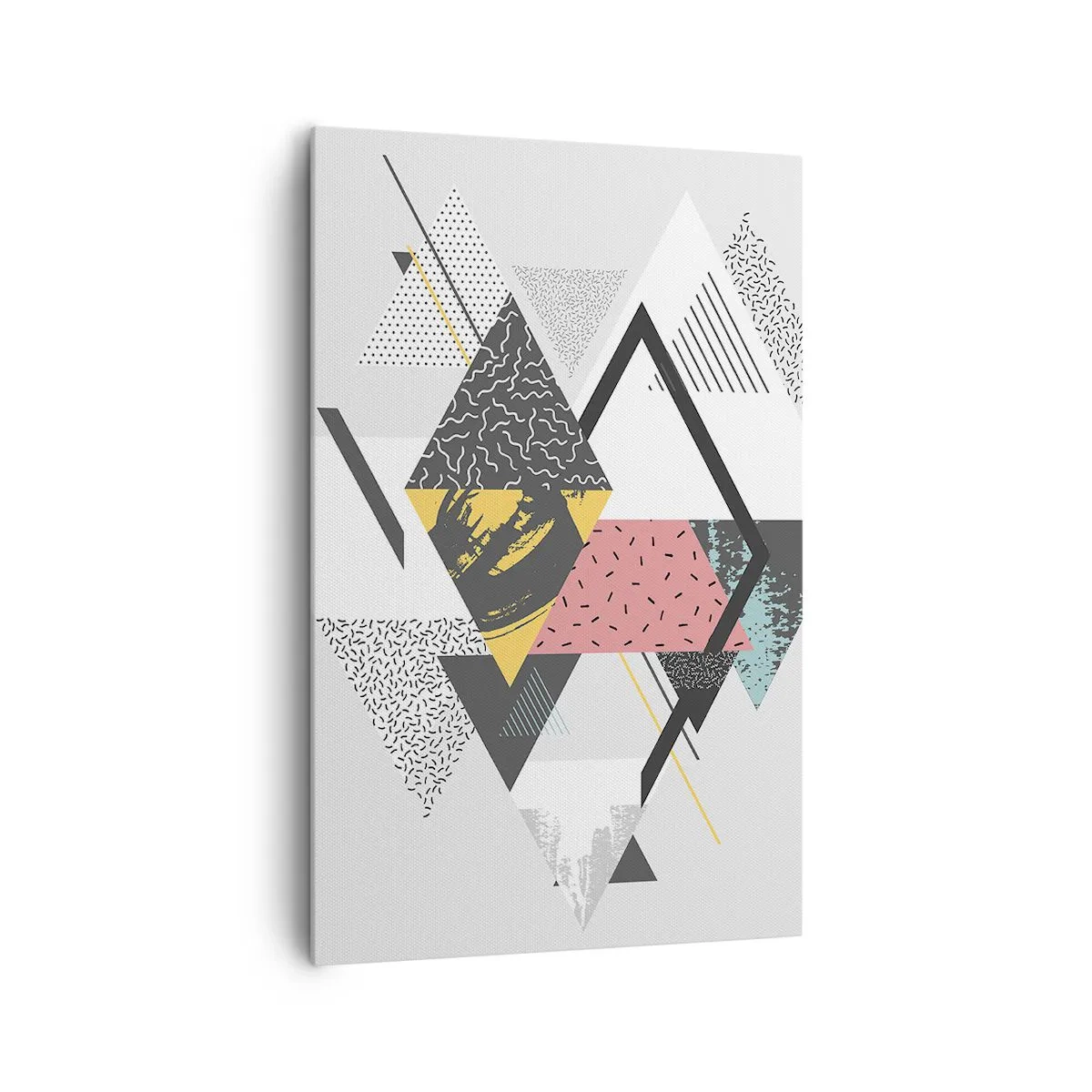 Bild auf Leinwand - Leinwandbild - Geometrische Muster auf hellem Hintergrund - 80x120cm - Variation über Dreieck und Raute - Moderne Wanddekoration für Wohnzimmer und Schlafzimmer ARTTOR