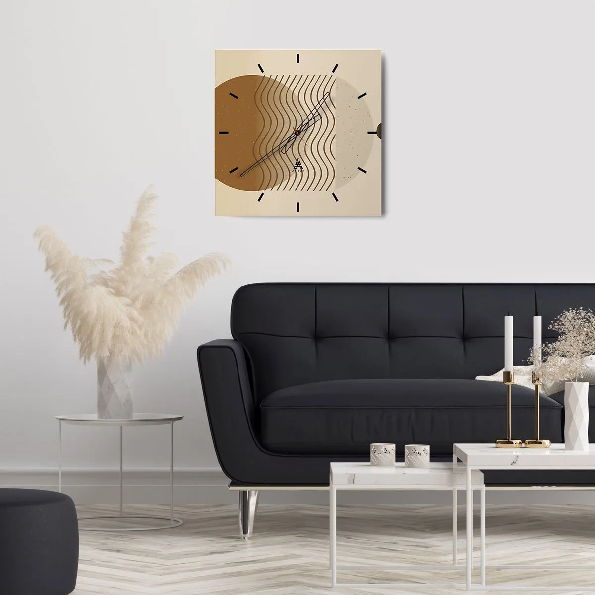 Wanduhr - Glasuhr - Zur Entstehung geometrischer Figuren - 30x30 cm