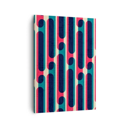 Bild auf Leinwand - Leinwandbild - Geometrisches Retro-Muster mit Pastellfarben - 50x70cm - In die Tiefe und vorwärts - Moderne Wanddekoration für Wohnzimmer und Schlafzimmer ARTTOR