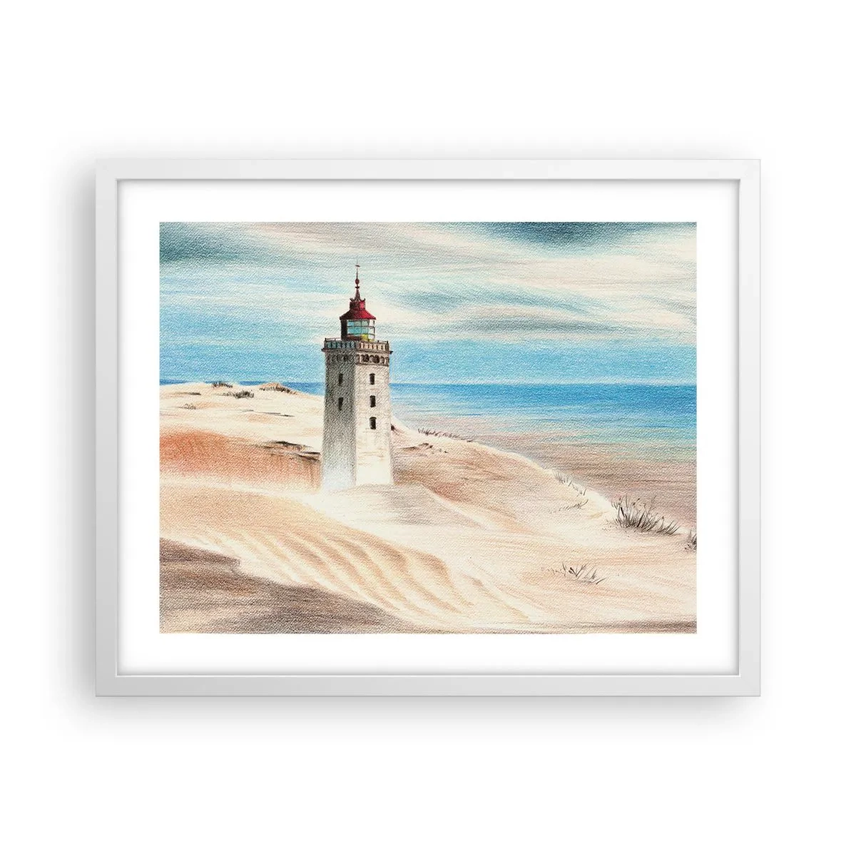 Poster in einem weißen Rahmen - Immer aufs Meer starrend - 50x40 cm