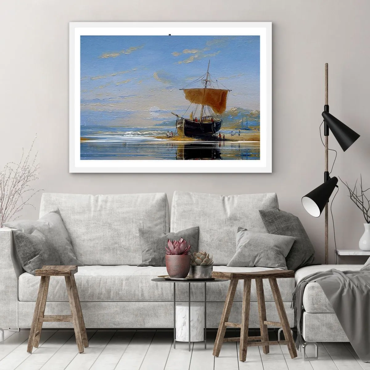 Poster in einem weißen Rahmen - Wasser, Land, Luft - 50x40 cm