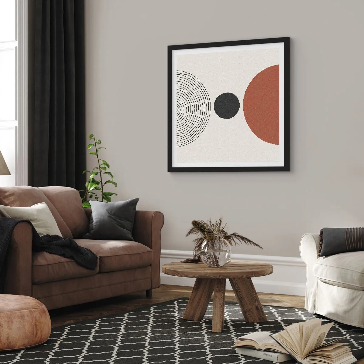 Poster in einem schwarzem Rahmen - Das Zentrum der Aufmerksamkeit - 30x30 cm