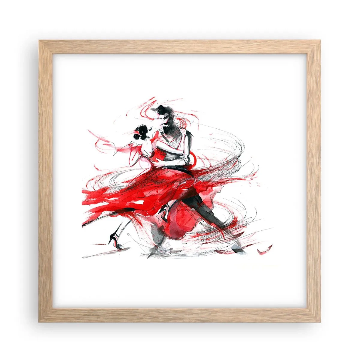 Poster in einem Rahmen aus heller Eiche - Tango – der Rhythmus der Leidenschaft - 30x30 cm
