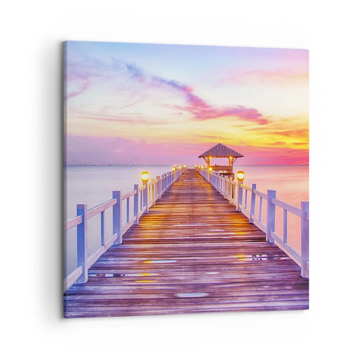Bild auf Leinwand - Leinwandbild - Die lila-goldene Stille des Abends - 50x50 cm