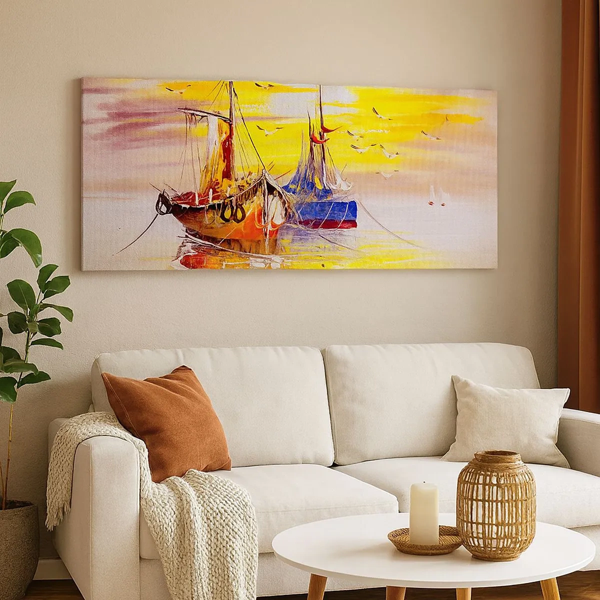 Bild auf Leinwand - Leinwandbild - Eine wohlverdiente Pause im Hafen - 100x40 cm