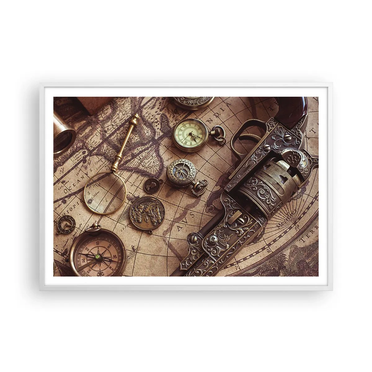 Poster in einem weißen Rahmen - Das Abenteuer ruft - 100x70 cm