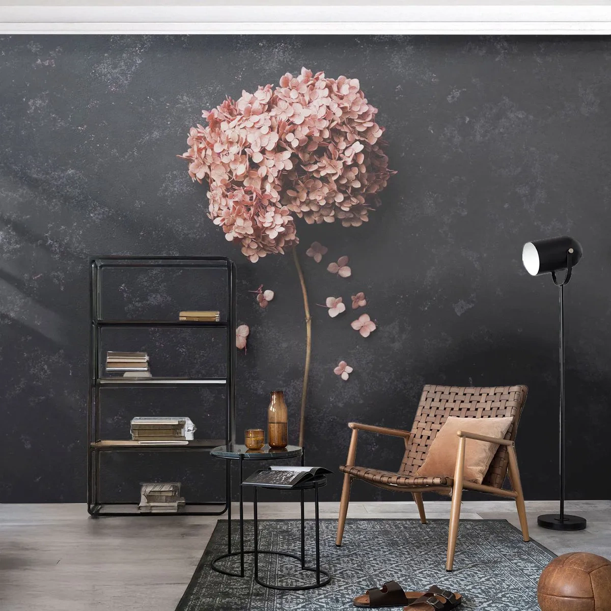 Selbstklebende Fototapete Deluxe Sticker - Wirklich romantisches Zeichen - Blume, Hortensie, Natur - 250x175 cm