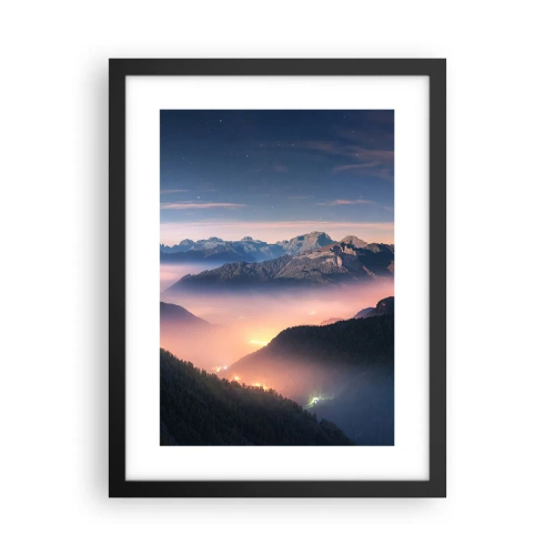 Poster in einem schwarzem Rahmen - Licht in den Tälern - 30x40 cm