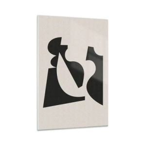 Glasbild - Bild auf glas - Abstrakte geometrische Komposition in Schwarz und Weiß - 80x120cm - Zum Selbstbauen - Moderne Wanddekoration für Wohnzimmer und Schlafzimmer ARTTOR