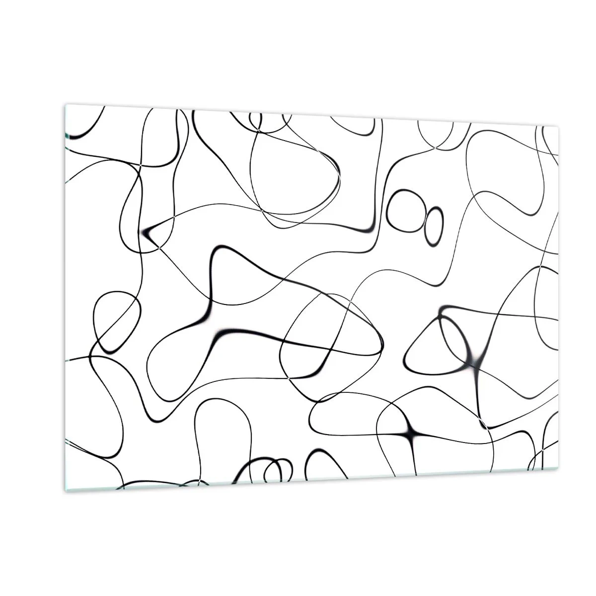 Glasbild - Bild auf glas - Abstrakte schwarze Linien auf weißem Hintergrund - 120x80cm - Lebenswege, Wechselfälle - Moderne Wanddekoration für Wohnzimmer und Schlafzimmer ARTTOR