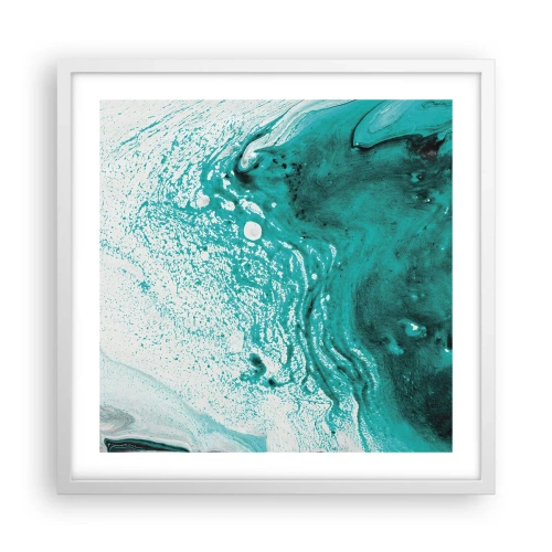Poster in einem weißen Rahmen - Verschmelzen in Weiß und Türkis - 50x50 cm