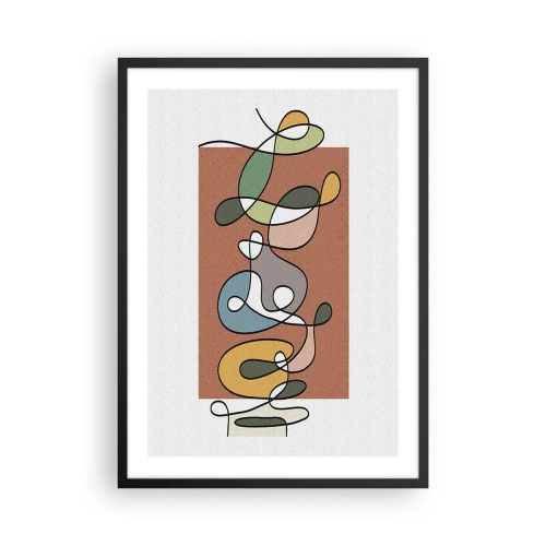 Poster in einem schwarzem Rahmen - Abstrakte geometrische Komposition mit organischen Linien - 50x70cm - Abstraktion: bunter Tanz - Moderne Wanddekoration für Wohnzimmer und Schlafzimmer ARTTOR